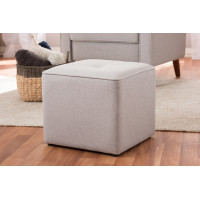 Baxton Studio 1709-Light Gray Corinne Modern and Contemporary Light Grey Fabric Upholstered Ottoman